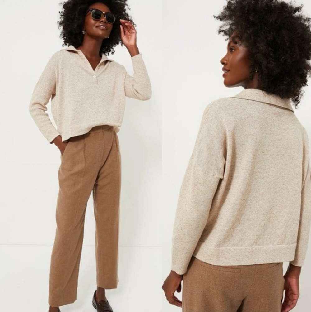 Tuckernuck Clayton Long Sleeve Polo Sweater Beige Knit Size Medium/Large